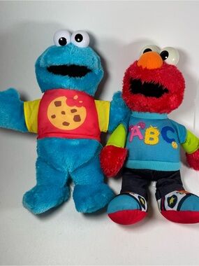 Sesame Street Workshop Plush 2023 Cookie Monster 2013 Elmo ABC 12" Works